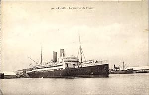 Immagine del venditore per Ansichtskarte / Postkarte Tunis Tunesien, Le Courrier de France, Franzsischer Postdampfer im Hafen venduto da akpool GmbH