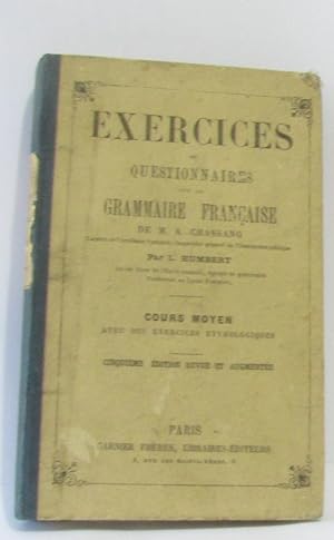 Seller image for Exercices et questionnaires sur la grammaire franaise de M.a. chassang for sale by crealivres