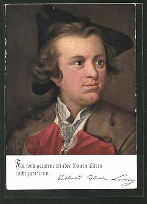 Bild des Verkufers fr Ansichtskarte Deutsche Mnner - deutsche Worte, Portrait von Gotthold Ephraim Lessing, Dichter zum Verkauf von Bartko-Reher