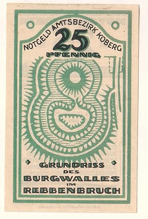 Notgeld 25 Pfennig Notgeldschein Amtsbezirk Koberg - P. H. Keller, Dresden - Grundriss des Burgwa...