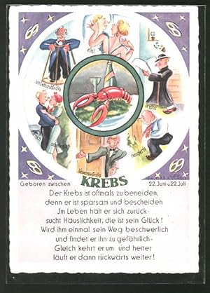 Image du vendeur pour Ansichtskarte Krebs, Sternzeichen, Horoskop, Astrologie mis en vente par Bartko-Reher