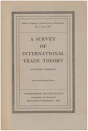 Imagen del vendedor de A Survey of International Trade Theory (Special Papers in International Economics) a la venta por Diatrope Books