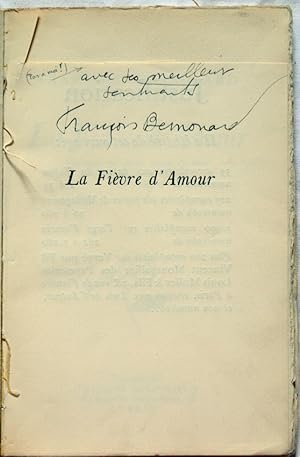 Seller image for La Fivre d'Amour. Dialogue en prose, coup de trois repos pour les interprtes et le public. for sale by Librairie Le Trait d'Union sarl.