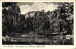 Seller image for Ansichtskarte / Postkarte Bad Hersfeld in Hessen, Kurparkteich mit Blick auf Wigbertshhe for sale by akpool GmbH
