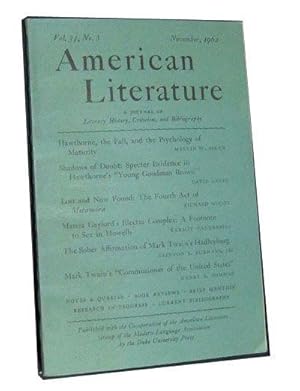 Seller image for American Literature: A Journal of Literary History, Criticism , and Bibliography (November 1962), Volume 34, No. 3 for sale by Cat's Cradle Books