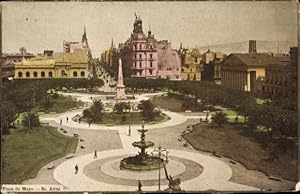 Ansichtskarte / Postkarte Buenos Aires Argentinien, Plaza de Mayo, Brunnen, Denkmal