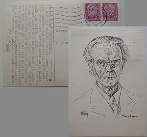 Fritz Kudnig: Maschinenschriftliches Autograph, eigenhändig signiert, auf Porträt-Postkarte mit D...