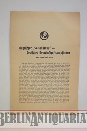 Bild des Verkufers fr Englischer "Sozialismus" -- deutsches Gemeinschaftsempfinden. zum Verkauf von BerlinAntiquariat, Karl-Heinz Than