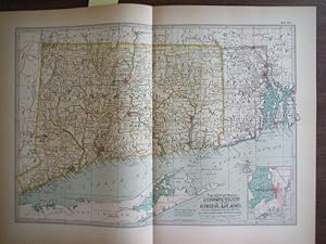 Bild des Verkufers fr The Century Atlas, Map of Connecticut and Rhode Island (1897) zum Verkauf von Imperial Books and Collectibles