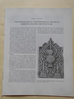 Image du vendeur pour The Mihrab image: commemorative themes in medieval Islamic architecture. mis en vente par Carmichael Alonso Libros
