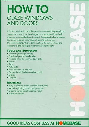 Seller image for HOW TO GLAZE WINDOWS AND DOORS (HOMEBASE) for sale by Le-Livre