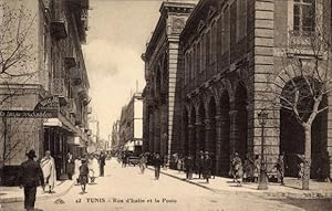 Immagine del venditore per Ansichtskarte / Postkarte Tunis Tunesien, Rue d'Italie et la Poste, Straenpartie mit Blick auf das Postamt venduto da akpool GmbH