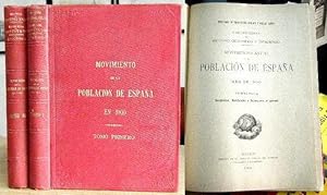 MOVIMIENTO DE LA POBLACION DE ESPAÑA EN 1900. 2 TOMOS.