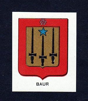 Bild des Verkufers fr Baur" - Baur Bauer Wappen Adel coat of arms heraldry Lithographie zum Verkauf von Antiquariat Steffen Vlkel GmbH