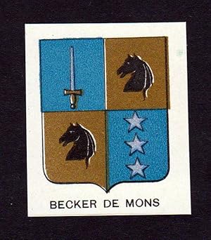 Bild des Verkufers fr Becker de Mons" - Becker Mons Wappen Adel coat of arms heraldry Lithographie zum Verkauf von Antiquariat Steffen Vlkel GmbH