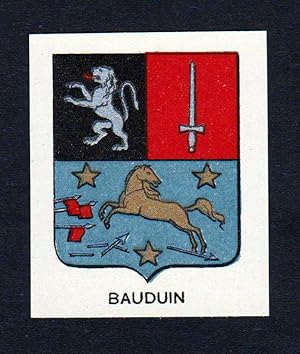 Bild des Verkufers fr Bauduin" - Bauduin Wappen Adel coat of arms heraldry Lithographie zum Verkauf von Antiquariat Steffen Vlkel GmbH