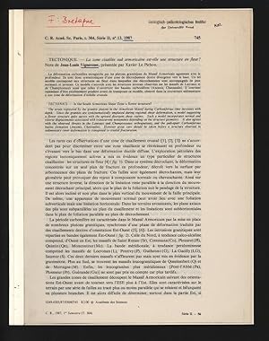 Immagine del venditore per TECTONIQUE. La zone cisaillee sud armoricaine est-elle une structure en fleur? C. R. Acad. Sc. Paris, t. 304, Serie II, no. 13. venduto da Antiquariat Bookfarm