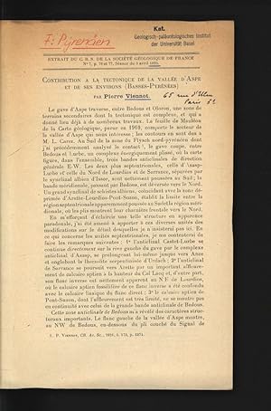 Seller image for CONTRIBUTION A LA TECTONIQUE DE LA VALLEE D' ASPE ET DE SES ENVIRONS (BASSES-PYRENEES). EXTRAIT DU C. R. S. DE LA SOCIETE GEOLOGIQUE DE FRANCE, No 7. for sale by Antiquariat Bookfarm