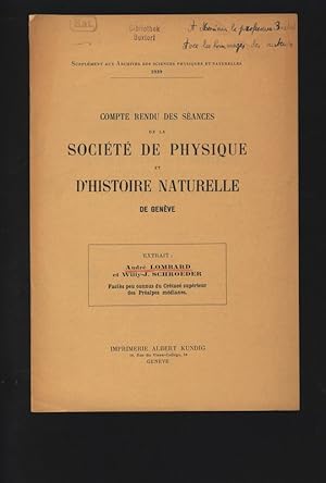 Bild des Verkufers fr Facies peu connus du Cretace superieur des Prealpes medianes. COMPTE RENDU DES SEANCES DE LA SOCIETE DE PHYSIOUE ET D'HISTOIRE NATURELLE DE GENEVE. zum Verkauf von Antiquariat Bookfarm