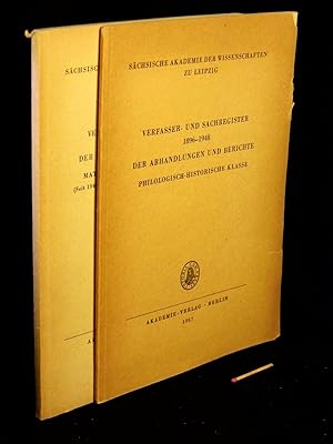 Bild des Verkufers fr (Sammlung) Verfasser- und Sachregister der Abhandlungen und Berichte (2 Broschren) - zum Verkauf von Erlbachbuch Antiquariat