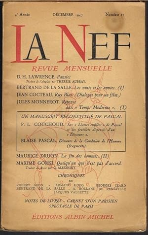 La Nef. Revue Mensuelle. 4e Année. Décembre 1947. Numéro 37.