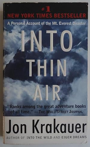 Seller image for Into Thin Air: A Personal Account of the Mt. Everest Disaster by Krakauer, Jon for sale by Sklubooks, LLC