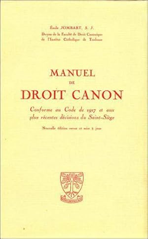 manuel de droit canon ; conforme au code de 1917 et aux plus récentes décisions du Saint-Siège