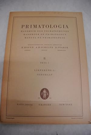 Bild des Verkufers fr Sehorgan. Primatologia. Handbuch der Primatenkunde. Bd. II, Teil 1, Lieferung 6. zum Verkauf von Antiquariat Bookfarm