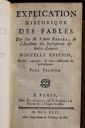 Seller image for Explication historique des fables. Trois volumes, complet. for sale by ShepherdsBook