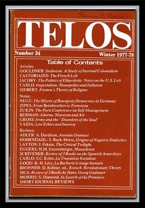 Seller image for Telos, Number 34 (Winter 1977-78) for sale by Cat's Cradle Books