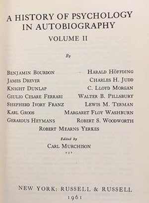 Seller image for A History of Psychology in Autobiography VOLUME II for sale by BookMarx Bookstore