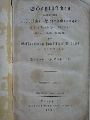 Bild des Verkufers fr Schatzkstchen enthaltend biblische Betrachtungen zum Verkauf von Herr Klaus Dieter Boettcher