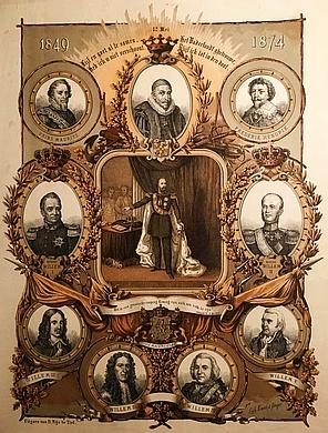 Imagen del vendedor de Het zilveren Krooningsfeest van Koning Willem III. 12 Mei 1874. (Met twee andere gedenk-affiches van het jubileum van koning Willem III). a la venta por Fokas Holthuis