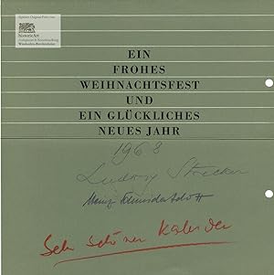 Bild des Verkufers fr Ludwig Strecker der Jngere. Weihnachts- und Neujahrsgre an einen Bekannten, eigenhndig signiert, Mainz 1968 zum Verkauf von historicArt Antiquariat & Kunsthandlung