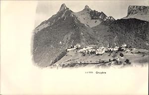 Ansichtskarte / Postkarte Gruyere Kanton Freiburg, Panoramablick auf den Ort am Berghang