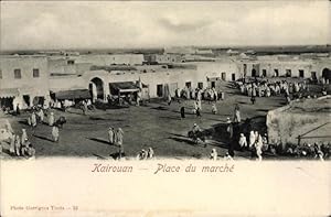 Immagine del venditore per Ansichtskarte / Postkarte Kairouan Tunesien, Place du march, Blick ber den Marktplatz venduto da akpool GmbH