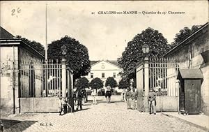 Ansichtskarte / Postkarte Châlons en Champagne Marne, Quartier du 15. Chasseurs, Kasernentor