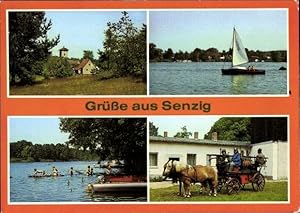 Seller image for Ansichtskarte / Postkarte Senzig Knigs Wusterhausen, Krimnicksee, Badestelle am Krpelsee, historische Feuerwehr for sale by akpool GmbH