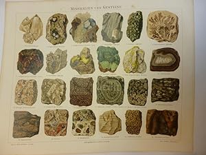 Orig. Chromolithographie - Mineralien - Mineralien und Gesteine.