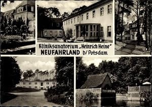 Bild des Verkufers fr Ansichtskarte / Postkarte Neu Fahrland Potsdam, Kliniksanatorium Heinrich Heine, Rosengarten, Badehaus, Waldhaus zum Verkauf von akpool GmbH