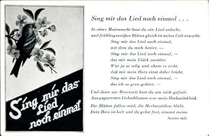 Seller image for Lied Ansichtskarte / Postkarte Sing mir das Lied noch einmal, Stef Kurzer, Heinrich Strecker, Vogel, Waltzer for sale by akpool GmbH