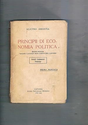 Seller image for Principii di economia politica. Secondo i principi della carta del lavoro. for sale by Libreria Gull