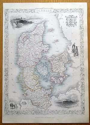 Antique Map DENMARK, RAPKIN & TALLIS original illustrated c1850