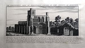 BEDFORD DUNSTABLE PRIORY Samuel Nathaniel Bucks Views Antique Print 1730