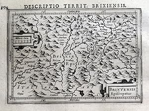 Antique Map S.TYROL, ITALY, BRESSANONE BRIXEN, BERTIUS original 1618