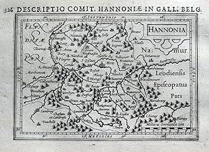 Antique Map BELGIUM, HAINAUT, MONS, MAUBEUGE, ATH, THUIN, BERTIUS original 1618
