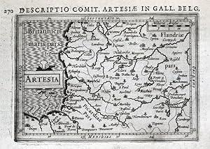 Antique Map FRANCE, DIEPPE, BOULOGNE, ARRAS, BETHUNE,LENS, BERTIUS original 1618