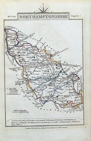 Antique Map NORTHAMPTONSHRE John Cary Hand Coloured Miniature map 1819