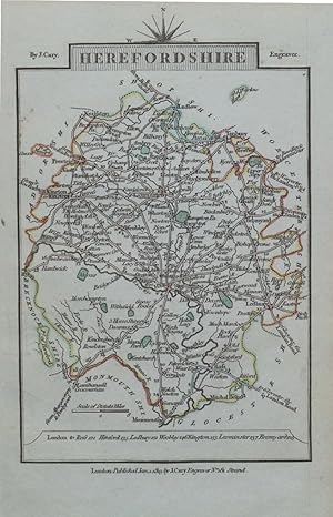 Antique Map HEREFORDSHIRE John Cary Original Hand Coloured Miniature County Map 1819