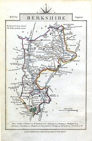 Antique Map BERKSHIRE John Cary Original Hand Coloured Miniature County Map 1819